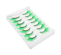 HONITANO 7paia Lunghe Ciglia Verdi Per Festa Di San Patrizio Ciglia Finte Cat Eye Per Halloween e Trucco Da Palcoscenico Comfort e Riuso Garantiti