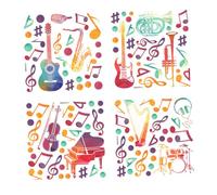 HONITANO Adesivi Murali Creativi e Decorativi Nota Musicale in Pvc, Removibili e Autoadesivi, Per Aula e Sala Musica, Set Da 4 Pezzi Colorati