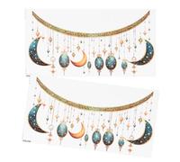 HONITANO Adesivi Murali Islamici Grandi a Forma e Mezzaluna per Eid Mubarak, Decorazione per Ramadan in Pvc Resistente, Facili da Applicare e Rimuovere per Festa e Casa, Set da 2