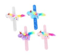 HONITANO Braccialetti Slap a Forma di Animale di Peluche Morbido - Set da 4 Pezzi Design Unicorno - Braccialetti Schiaffo Comodi e Flessibili per Feste, Bomboniere e Decorazioni