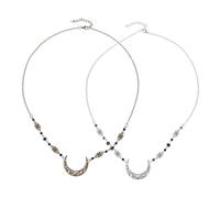 HONITANO Catena Per La Testa Da Sposa 2 Pezzi Set Pietre Naturali Cristallo Nero, Accessorio Frontale Vintage in Metallo Antico Per Decorazione Chioma Elegante Da Matrimonio