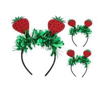 HONITANO Cerchietto Accessori per Feste a Forma di Fragola per Chioma Hawaiano 3 Pezzi Realizzati in Feltro, Plastica e Filo, per Compleanni e Giornate in Spiaggia