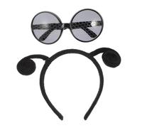 HONITANO Cerchietto Set Nero Antenne Insetto in Plastica e Tessuto Accessorio Cosplay Resistente che Non Cade per Feste di Halloween e Photo Prop
