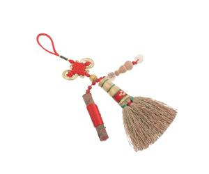HONITANO Ciondolo Scopa Feng Shui Nodo Rosso e Moneta Portafortuna per Ragazzo Ragazza, Amuleto da Appendere a Culla, Setole Morbide per Pulizia Delicata della Cameretta, Regalo per Mamme e