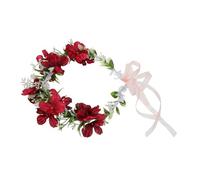 HONITANO Corona Floreale Rossa Elegante per Sposa con Fiori Artificiali Fascia Regolabile Leggera e Confortevole Accessorio per Matrimoni e Feste per Damigelle e Foto Ricordo