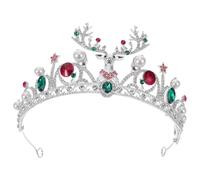 HONITANO Corona Tiara Natalizia con Corna di Renna e Perle Finte Corona Rotonda in Lega Leggera Resistente Accessorio Elegante per Capelli da Matrimonio e Feste di Natale