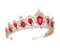 HONITANO d'oro nuziale vintage diadema per le donne diadema barocco d'epoca accessori per da sposa per le spose corone X Copricapo da sposa Accessori fotografici rosso