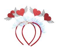 HONITANO Fascia per Chioma a Forma di Cuore Rosso Glitter Set 2 Pezzi Copricapo per e Donne Accessori Festa e Compleanno Decorazione Scintillante per Look Affascinante