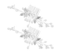 HONITANO Forcine per Chioma Floreali Bianche in Argilla Polimerica 2 Pezzi, Fermagli Leggeri e Fatti a Mano per Acconciature da Sposa, Accessori Floreali per Damigelle e Feste