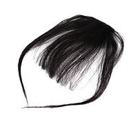 HONITANO Frangia Frontale Clip Naturale Nera, Extension Chioma Effetto Aria, Posticcio Leggero per Donne, Adatta a Tutte le Forme del Viso, Rimodellabile Forbici e Ferro Arricciacapelli