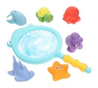 HONITANO Giocattoli da Bagnetto Animali Termocromici con Spruzzo d Acqua e Rete da Pesca per Gioco Interattivo e Resistente per Vasca e Doccia Animali Blu Cambia Colore