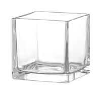 HONITANO Glass Decorative Vase Vaso in Vetro Trasparente a Cubo 10X10 CM, Design Chic e Moderno per Casa e Ufficio, Fiori e Piante da Interno