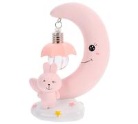 HONITANO Lampada da Notte a Forma di Sfera in Resina Coniglietto Rosa Luce Notturna Compatta per Cameretta Decorazione Sicura ed Ecologica per Comodino