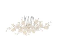 HONITANO Pettine Capelli Matrimonio con Fiori e Perle Argentate Accessorio Sposa Leggero e Confortevole Fermaglio Decorativo Elegante per Cerimonie Damigelle e Feste Formali