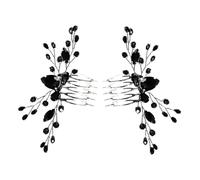 HONITANO Pettini Laterali per Chioma da Sposa 2 Pezzi Cristalli Neri, Accessori Decorativi per Acconciature Nuziali Eleganti, Fermagli Leggeri e Resistenti per Cerimonie di Matrimonio