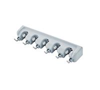 HONITANO Porta Scopa Muro Multifunzionale Posizioni Ganci Grigio Organizer Appendi Scope e Mop da Parete Resistente per Cucina Giardino Garage e Ufficio