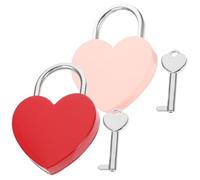 HONITANO Set 2 Lucchetti a Forma di Cuore Chiave Lucchetti per Valigie e Diari dell'Amore in Metallo Rosso e Rosa Sicurezza per Borse e Regalo Romantico
