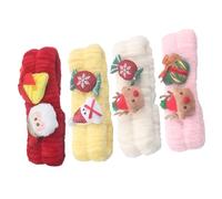 HONITANO Set 4 Fasce Elastiche per Lavaggio del Viso in Flanella Natalizie Fasce per Trucco e Spa da Donna in Morbido Peluche Accessori Elasticizzati per Maschera Viso e Doccia