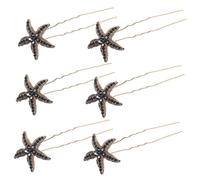 HONITANO Set 6 Forcine a Stella Strass Nere, Fermagli Per Chioma Da Sposa Eleganti, Accessori Donna Per Matrimonio e Uso Quotidiano