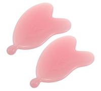 HONITANO Strumento Gua Sha per Viso 2 Pezzi a Forma di Cuore in Resina Rosa, Massaggiatore Facciale per Collo e Spalle, Raschietto per Massaggio Auto-cura e Riduzione Doppio Mento,