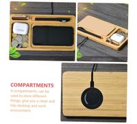 HONITANO Vassoio Organizer in Bamboo con Caricatore Wireless Rapido Portaoggetti da Scrivania Creativo e Ufficio Design Compatto e Durevole