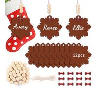 Honitra Name Tags for Christmas Stockings, 12P Snowflake Christmas Stocking Name Tags Personalized, Blank Wooden Name Tags for Christmas Stockings, Christmas Stocking Name Tags for Farmhouse Decor