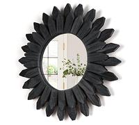 Honiway Specchio decorativo da parete per parete 30,5 cm con cornice in legno rustico, stile boho, decorazione da parete, decorazione per la casa, camera da letto, soggiorno, nero carbonizzato