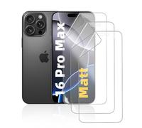 HonJenSeoa Pellicola Idrogel Opaca per iPhone 16 Pro Max, 3 Pezzi TPU Antiriflesso Pellicola Protettive idrogel, Anti Impronta, Film flessibile, Case-friendly
