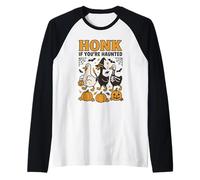 Honk If You're Haunted Goose Costume di Halloween Maglia con Maniche Raglan