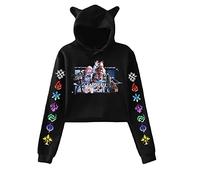 Honkai: felpa con cappuccio Star Rail a maniche lunghe crop top per abbigliamento casual alla moda con orecchie di gatto, Nero-hl11492x04, L