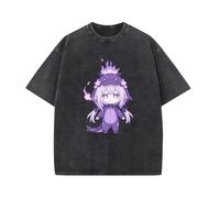 Honkai Game Star Rail Washed T-Shirt con Stampa Castorice Top Unisex stiloso e Carino Abbigliamento Casual di Moda