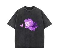 Honkai Game Star Rail Washed T-Shirt con Stampa Castorice Top Unisex stiloso e Carino Abbigliamento Casual di Moda