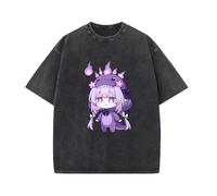 Honkai Game Star Rail Washed T-Shirt con Stampa Castorice Top Unisex stiloso e Carino Abbigliamento Casual di Moda
