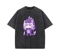 Honkai Game Star Rail Washed T-Shirt con Stampa Castorice Top Unisex stiloso e Carino Abbigliamento Casual di Moda