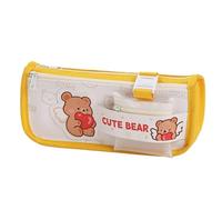 HONKERW astucci Astuccio portapenne multistrato, grande capacità, divertente, simpatico orso, coniglio, cuore, coniglietto, astuccio kawaii, organizer piccolo(Geel)