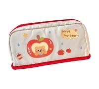 HONKERW astucci Astuccio portapenne Oxford di grande capacità, con scomparti grandi e divisori, astuccio for penne, cane felice e orso piccolo(Rot)