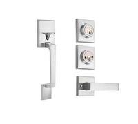 HONKERW maniglie porte Maniglia con chiave interna destra Maniglia for porta anteriore moderna della metà del secolo in nero con rivestimento a leva interne(Silver1)