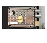 HONKERW maniglie porte Traditional Nightlatch Electro Brass Finish Standard Security Double Lock Cylinder Interlocking Locking Structure interne(Right-opening with edge1)