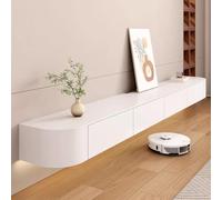 HONKERW mobile porta tv Supporto TV galleggiante completamente assemblato Centro di intrattenimento a parete Console multimediale moderna con spazio nascosto alto(Wit,120cm)