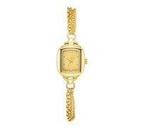 HONKERW orologio Orologio da polso analogico semplice di nicchia, orologio al quarzo ultrasottile e impermeabile, adatto for regalo rettangolare squisito da donna smartwatch(Gold)