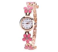 HONKERW orologio Orologio da polso da donna, orologio da polso al quarzo alla moda, a forma di fiore, quadrante digitale con scala di strass for l'abbinamento quotidiano smartwatch(Roze)
