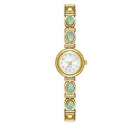 HONKERW orologio Orologio di lusso con intarsi in giada, orologio ovale al quarzo, orologio retrò con bracciale impermeabile, può essere usato come regalo for donne smartwatch(Green stone gold white)