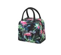 HONKERW porta pranzo Borsa for il pranzo da 2 pezzi for donne e uomini contenitore for il pranzo isolato for adulti borsa riutilizzabile for il pranzo portapranzo(Black Flamingo)