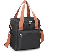 HONKERW porta pranzo Borsa termica pieghevole for il pranzo, porta pranzo portatile, riutilizzabile con tracolla, borsas refrigerante portapranzo(Svart)