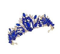 HONMEET 1pezzi Crown Bridal Crystal Headdress Elegante Copricapo Nuziale Cristallo Per Sposa e Damigelle Per Matrimoni e Feste Blu Diamante