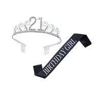 HONMEET 1set Accessori Per Compleanno Tiara Con Coroncina e Fascia Decorativa Per Festeggiamenti Elegante Coroncina Di Strass Con Pettine e Sash Per La Regina Dei Compleanni Per