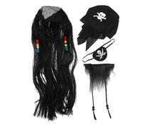 HONMEET 1set Costume Da Pirata e Maschera Completo Per Halloween e Cosplay Accessori Per Feste Tema e Vividità e Comfort Assicurati Per Look Autentico