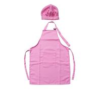HONMEET 2 Grembiule e Cappello in Tessuto Spesso Cucina e Pittura Rosa per Bambine Anni per Giochi Ruolo e Feste Decorazione
