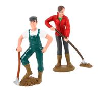 HONMEET 2 pezzi Figurine Contadini Miniature Realistiche da Collezione Modelli Maschio e Femmina per Decorazioni Paesaggio e Ambientazioni Rustiche