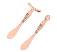 HONMEET 2 pezzi Massaggiatori Occhi T in Lega Strumento per Massaggio e Assorbimento Crema Contorno Occhi Riduce Gonfiore e Affaticamento Migliora Pelle Compatto e Portatile in Rosa Oro